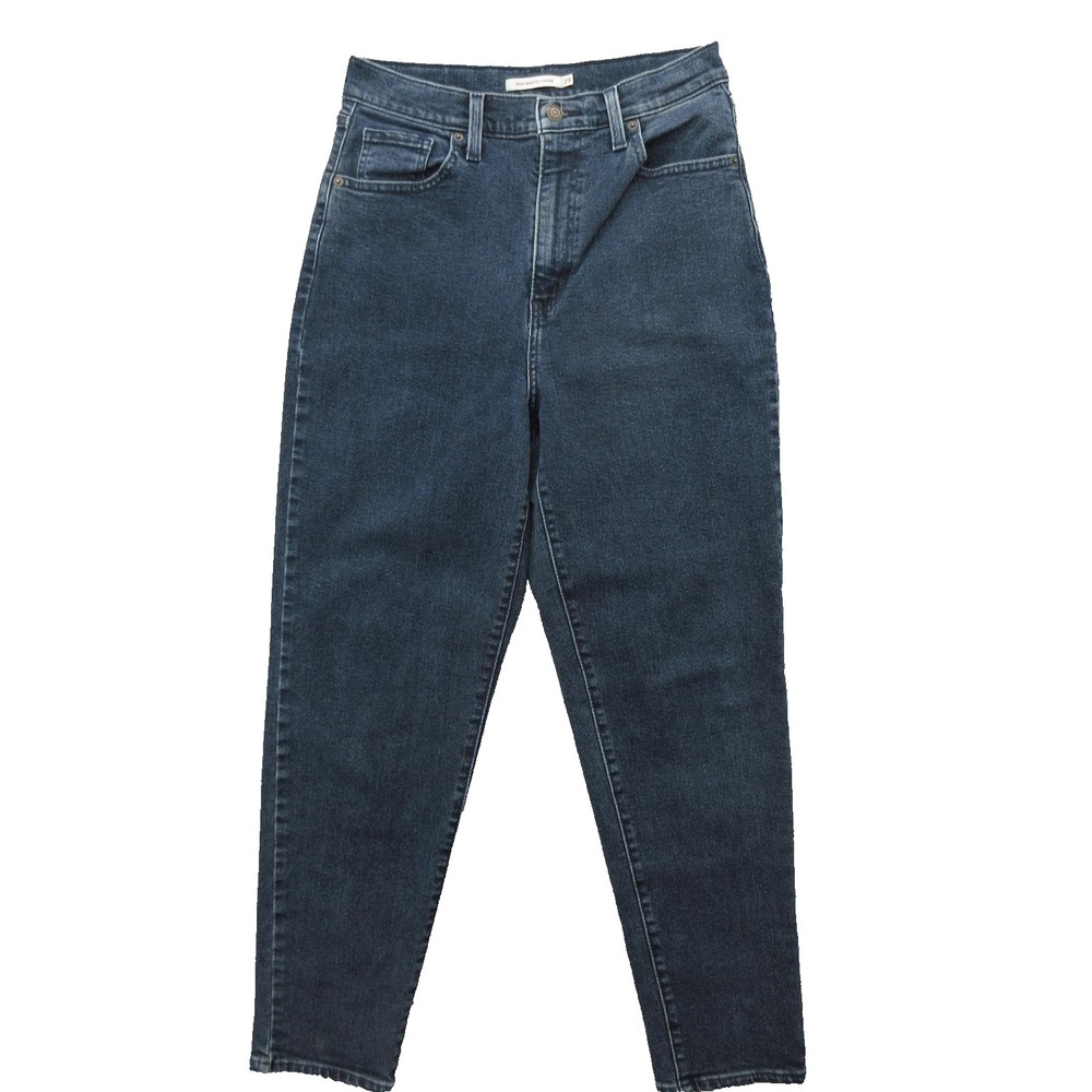 Levis Jeans Womens 29x27 Blue High Waisted Taper Tapered Leg Stretch Denim